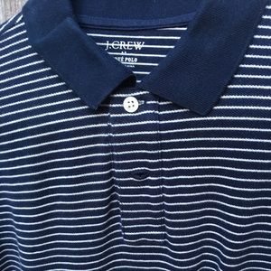 J Crew Mens Navy Striped Polo